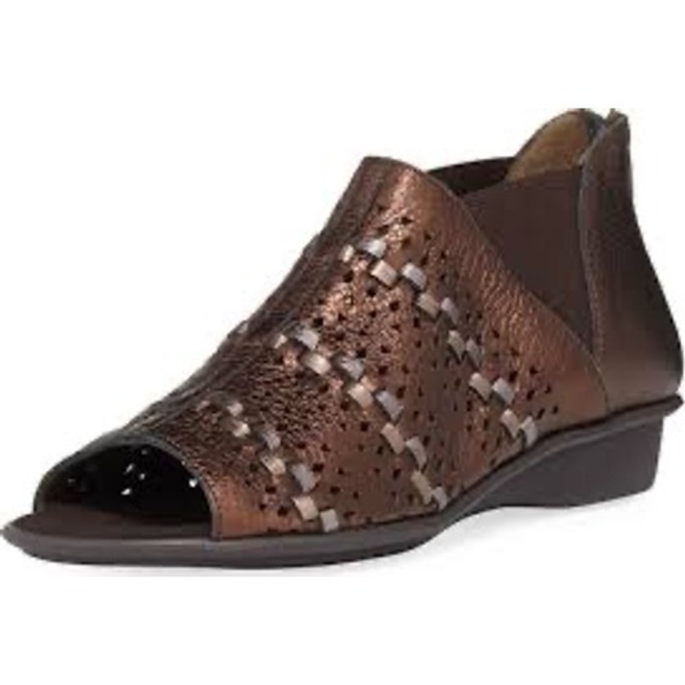 Sesto Meucci Emilia‎ Woven Comfort Metallic Leather Slip-On Sandals Sz 8.5